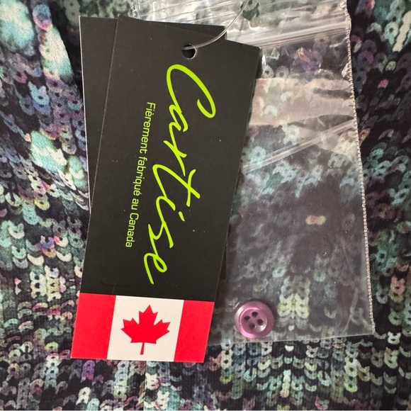 NWT Cartise Women's Print Blouse - Green and Purple Size 4 - Picture 2 of 8